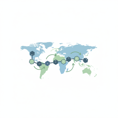 Blockchain technology securing and streamlining international trade finance.