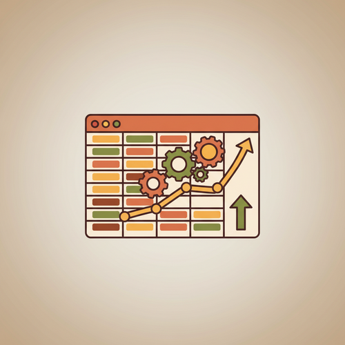 Illustration of a spreadsheet interface integrated with financial growth charts, representing free online Excel courses for professional development in 2026.